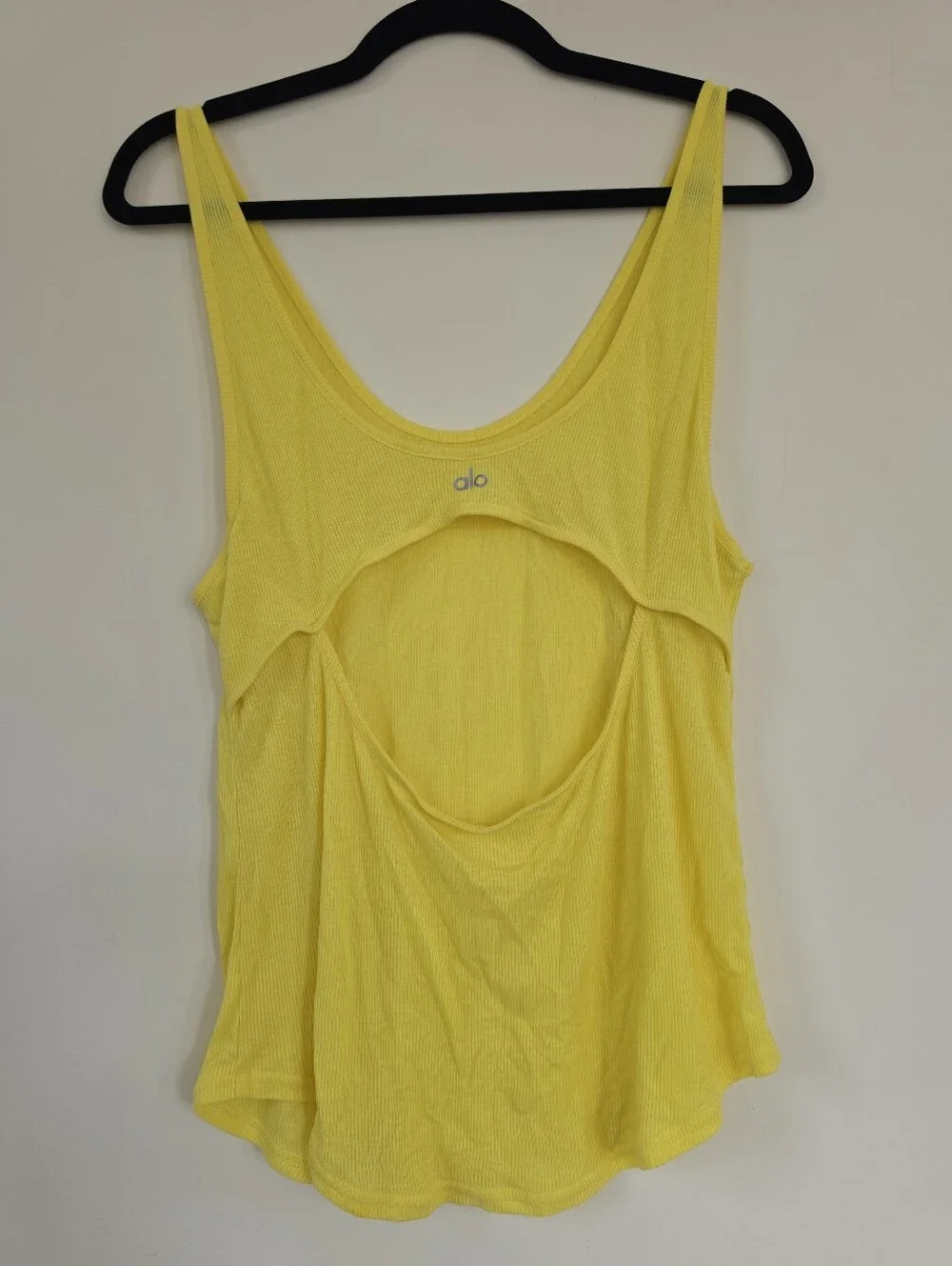 Alo Yoga Open Back Cut-Out Ribbed Activewear Tank Yellow